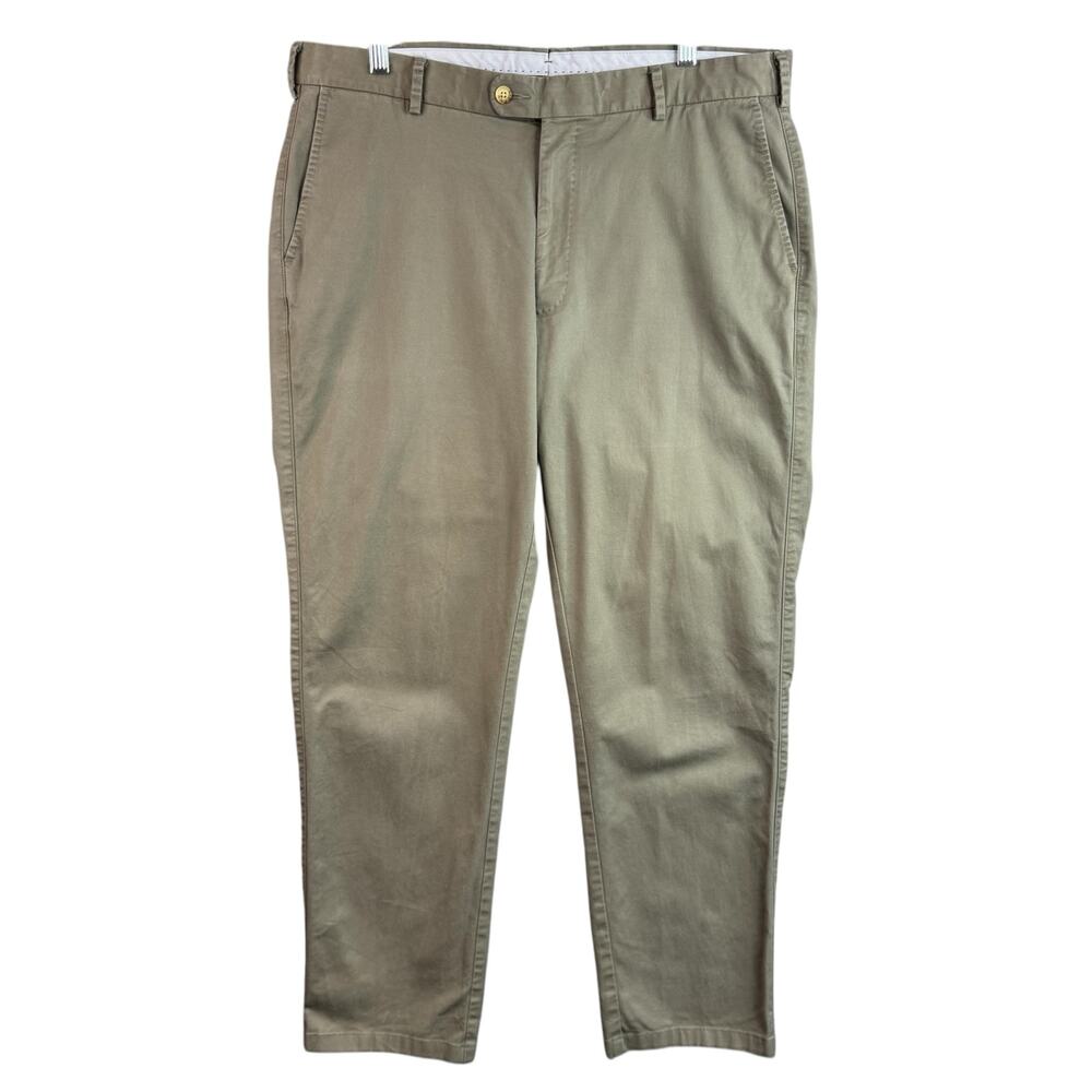 Peter Millar Men's Pants‎ Size 36 Olive Green Cotton Casual Chino Flat Front